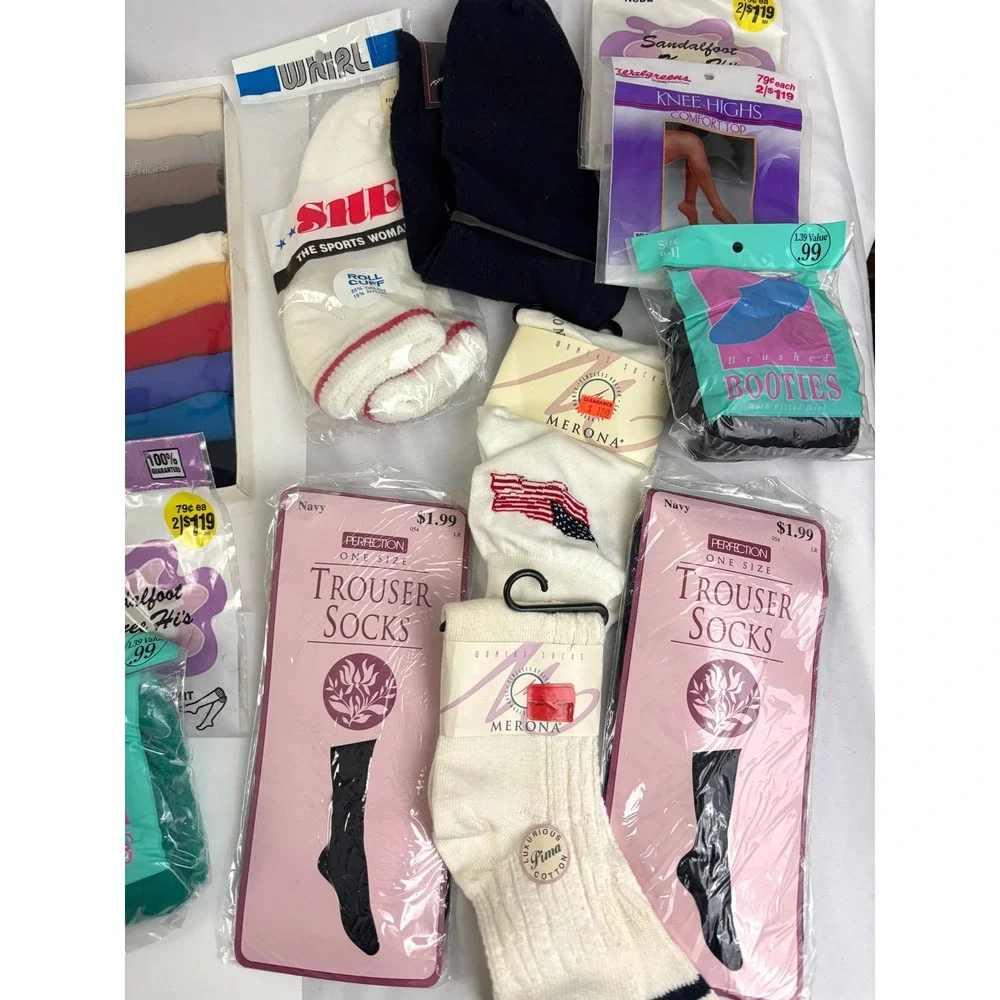 80s 90s Deadstock Women's Socks &‎ Knee Highs Lot 29 Packs NOS Vintage